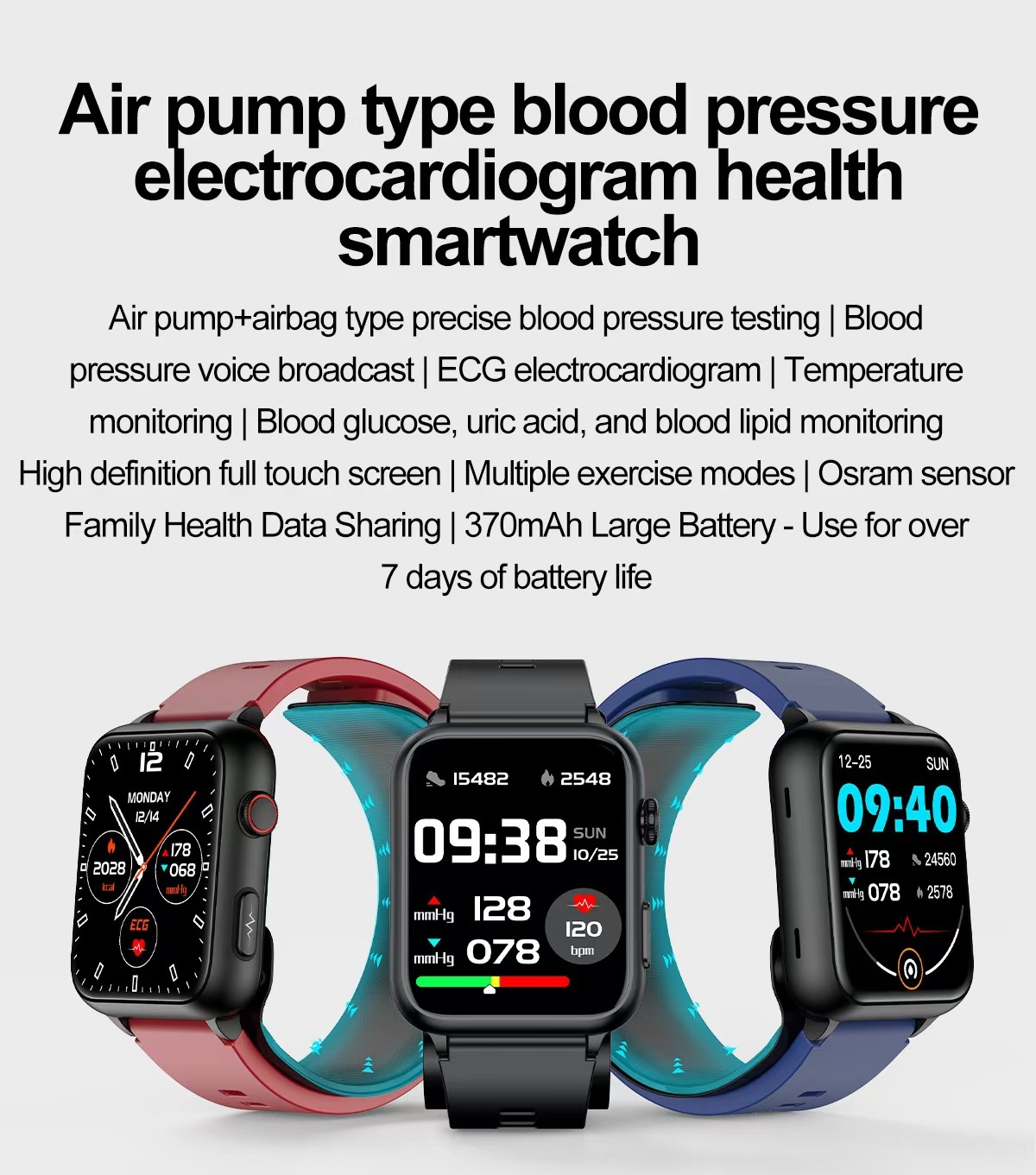 TK63 1.91 Inch Smart Watch ECG And Blood Pressure Sugar Air Pump Type