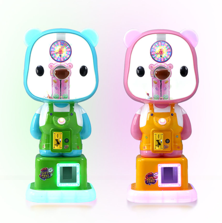 2022 arcade coin operated cute bear capsule lollipop toy vending machine for indoor game zone