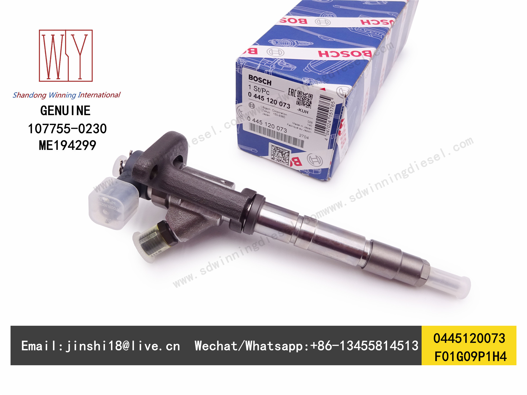 BOSCH GENUINE AND BRAND NEW COMMON RAIL FUEL INJECTOR 0445120073, F01G09P1H4, 107755-0230, ME194299 FOR MITSUBISHI FUSO