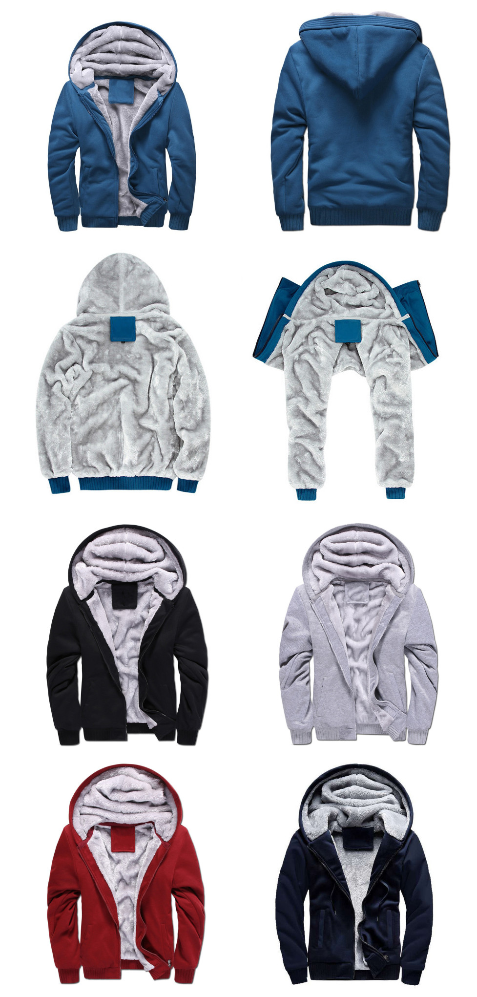 European design cheap casual zipper trendy men thick fleece winter hoodies for men
