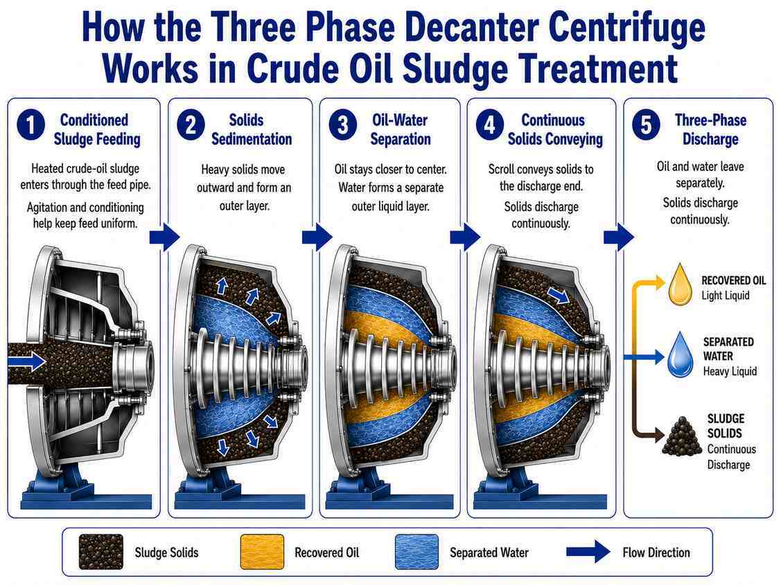 Three Phase Decanter Centrifuge for Crude Oil Sludge Treatment