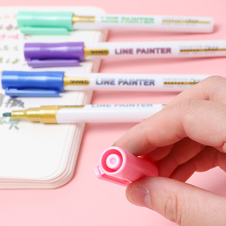 Double line outline pen 9 colors marker highlighter color marker fluorescence pen