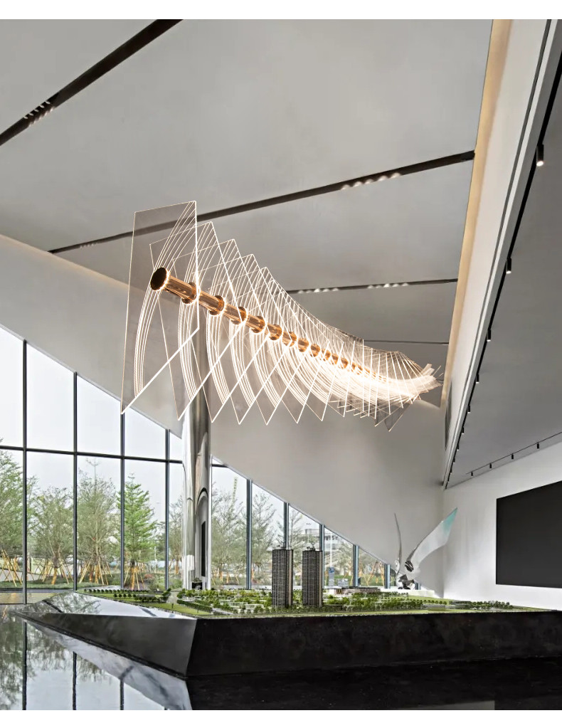 Wave Shaped Hotel Lobby Banquet Exhibition Hall Chandelier Art Custom Engineering Lamp