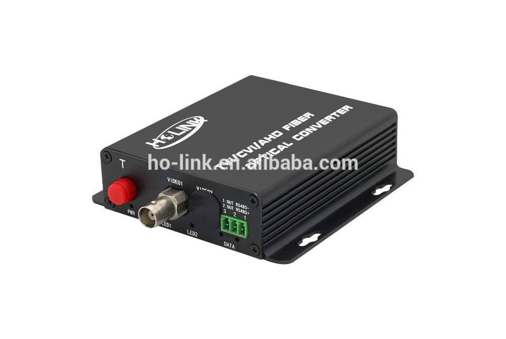 1 channel TVI/CVI/AHD 1080p/720P RS485 data fiber video converter
