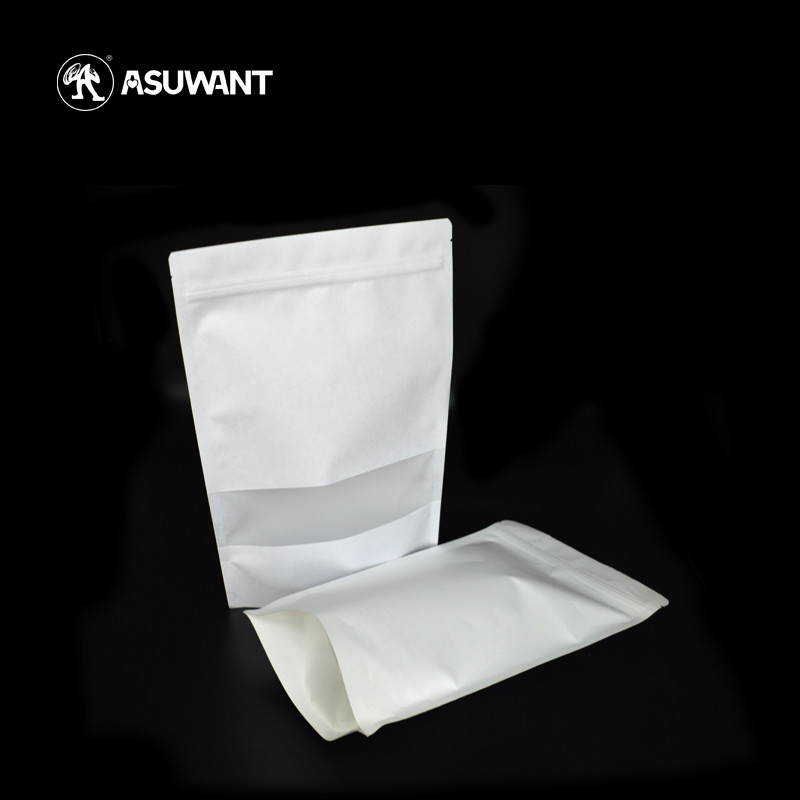 Clear Window White Printed Kraft Paper Bags Food Natural 25KG Customized Logo