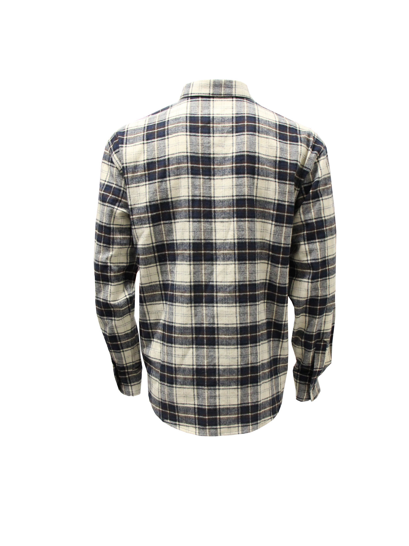 200GSM 100% Cotton Long Sleeve Checked Shirt Navy And Off White Color