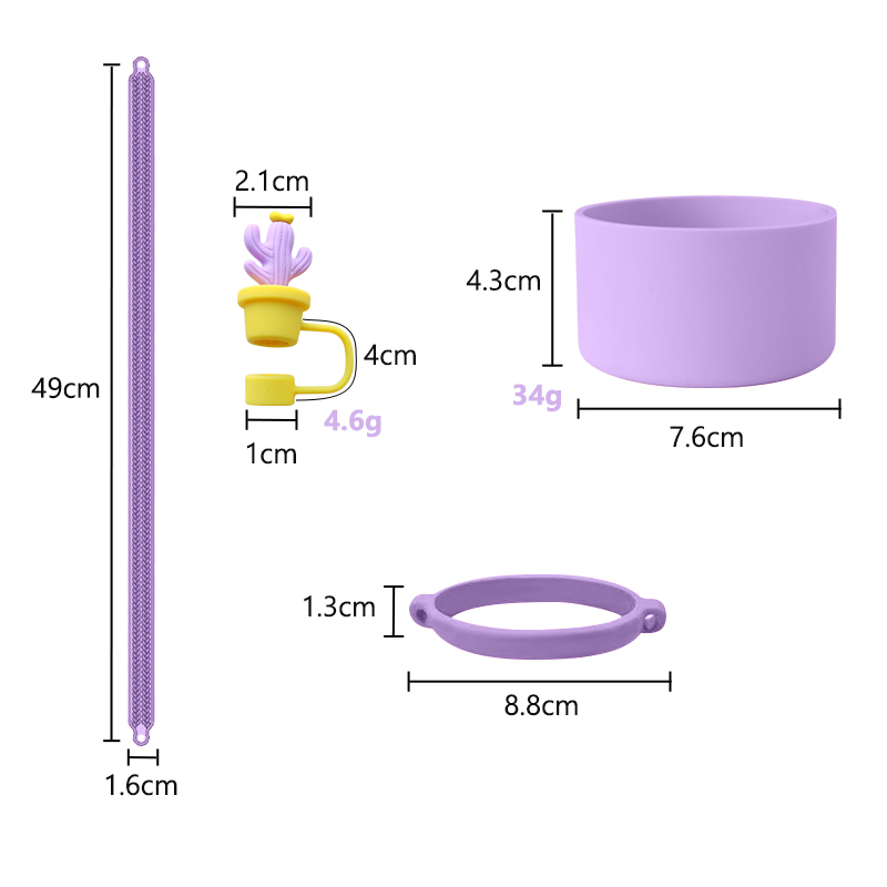 30oz 40oz Tumbler with Handle Anti-scratch Silicone Cup Sleeve and Anti-slip Water Bottle Handle Strap