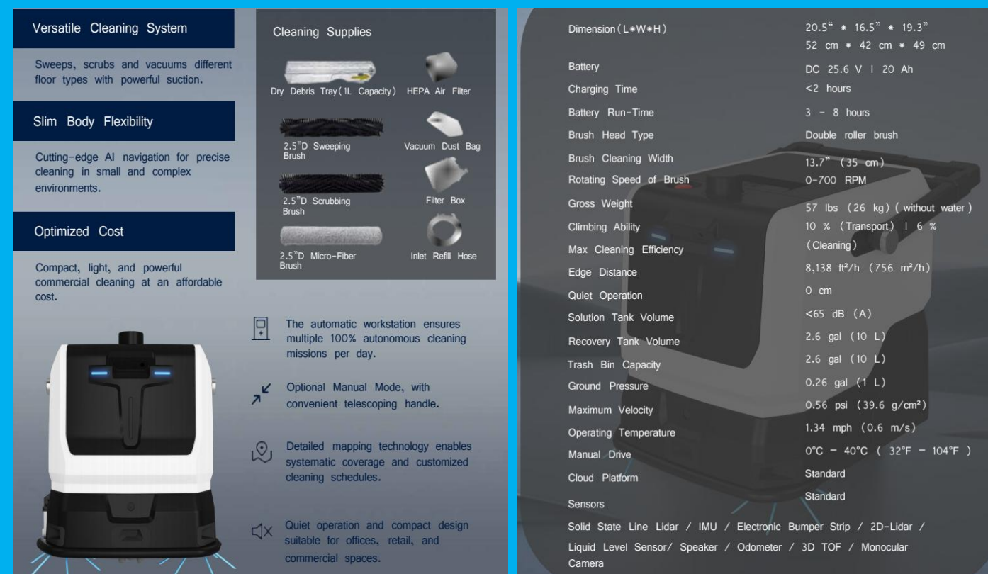 Connected commercial robot vacuum and scrubber managed remotely via a centralized cloud platform