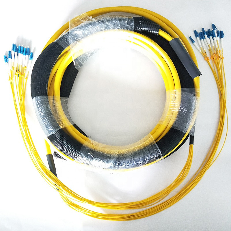 Multifiber Fiber Optic Breakout Cable 12 Core LC/UPC To LC/UPC For Indoor High Density Cabling