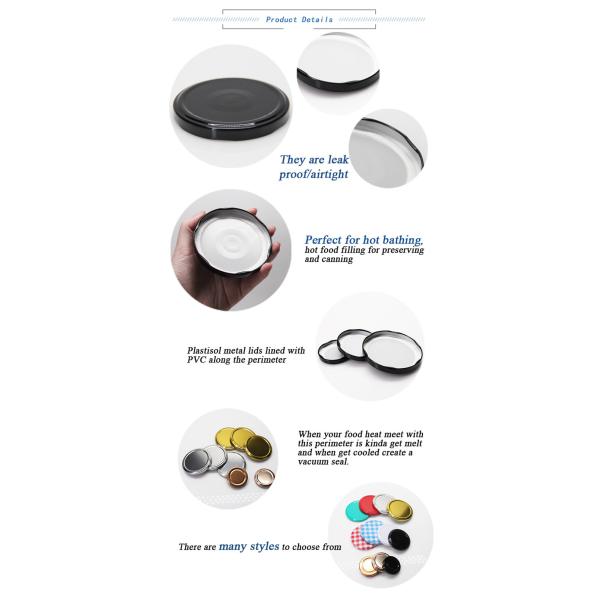 Twist Off Printed Tinplate Metal 38mm Lug Cap Closure for Glass Jar