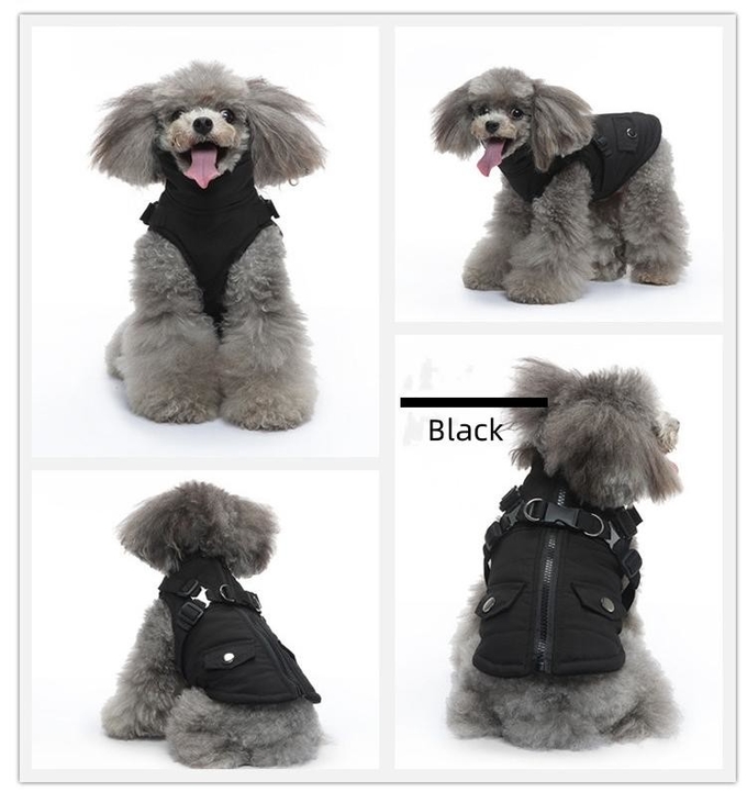 Winter Pet Jacket Dog Clothes Traction Zipper Pattern Stay Warm