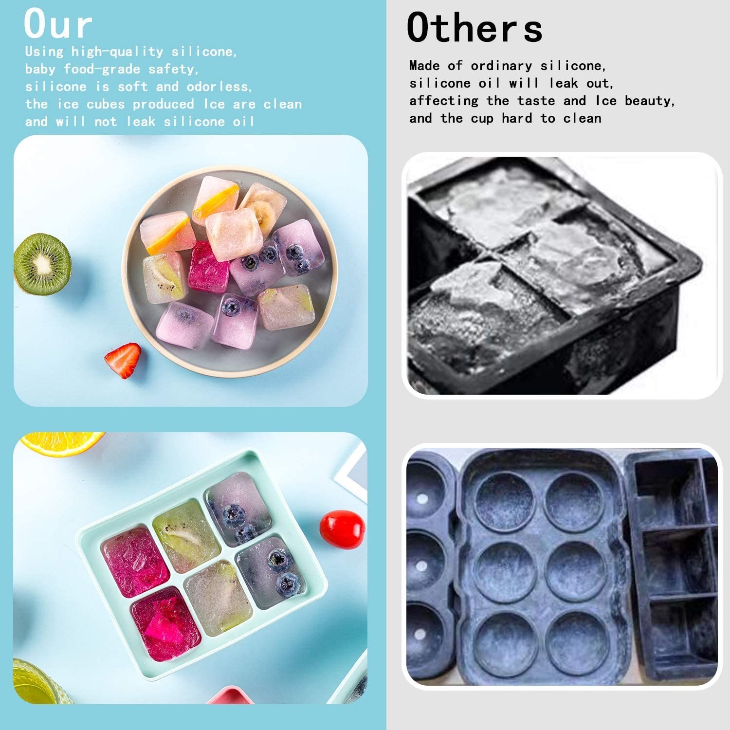 Odorless Silicone Ice Molds 16 Cavities Harmless Fruit Shaped