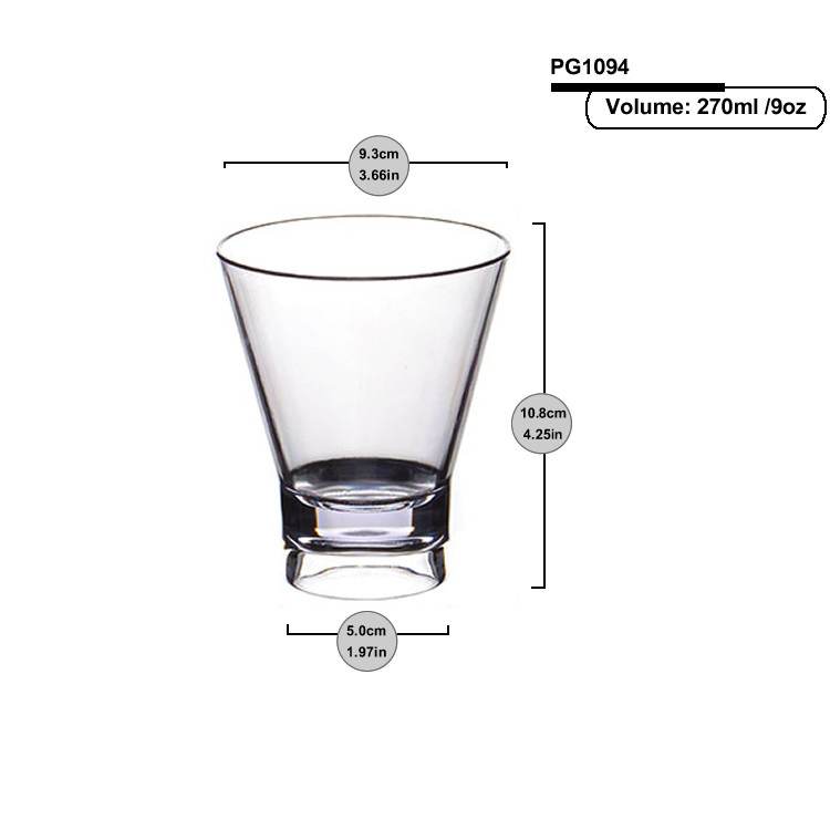 Reusable San Plastic Whisky Glasses 12oz Acrylic Drink Glasses Tumblers Flat Bottom