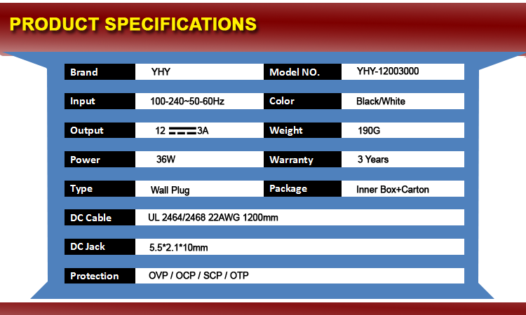 12V 3000MA LED Power Supplies Energy Level Vi Ul Class 2 Transformer