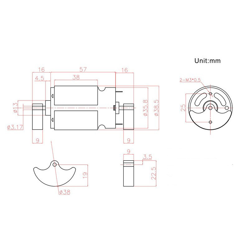 6v 12v 24v Dual Shaft DC Vibration Motor 4000rpm For Massager