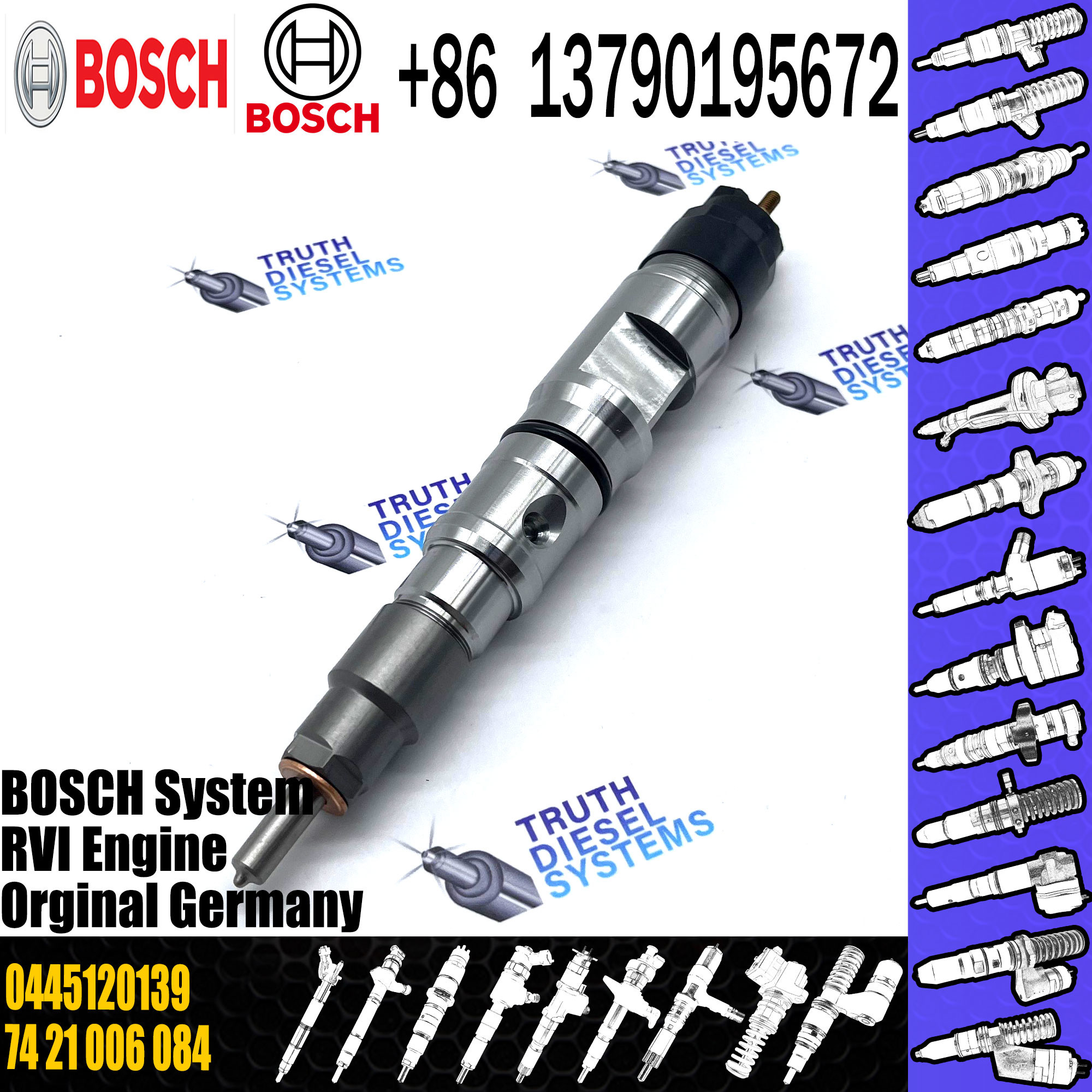 Diesel Fuel Injector Common Rail Injector 0445120138 0445120139 3801246 for Cummins