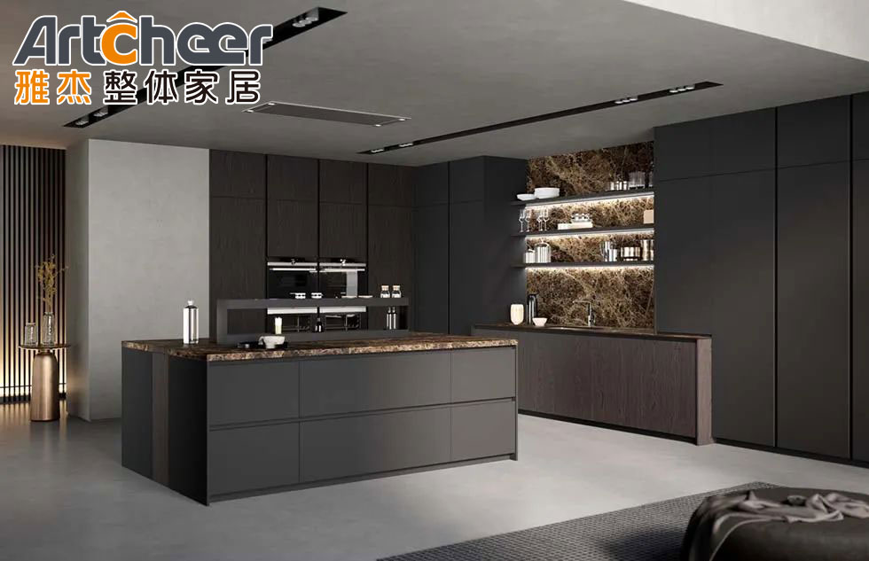 Island Modular Import Style 2023 Kitchen Cabinet Designs with MDF Material Durability