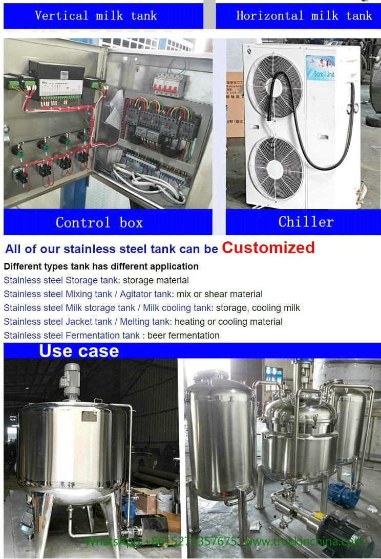 Stainless steel Milk Cooling Tank Body For Lorry Trucks 8CBM- 25CBM