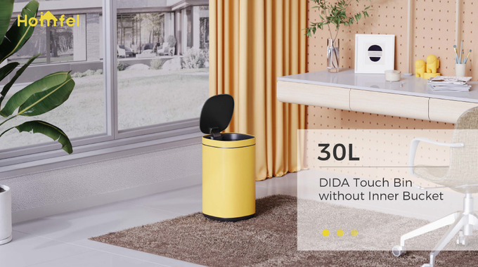 30L/40L/50L Capacity Powder Coating Office Trash Can with Touch Button Sustainable Button Open Bin