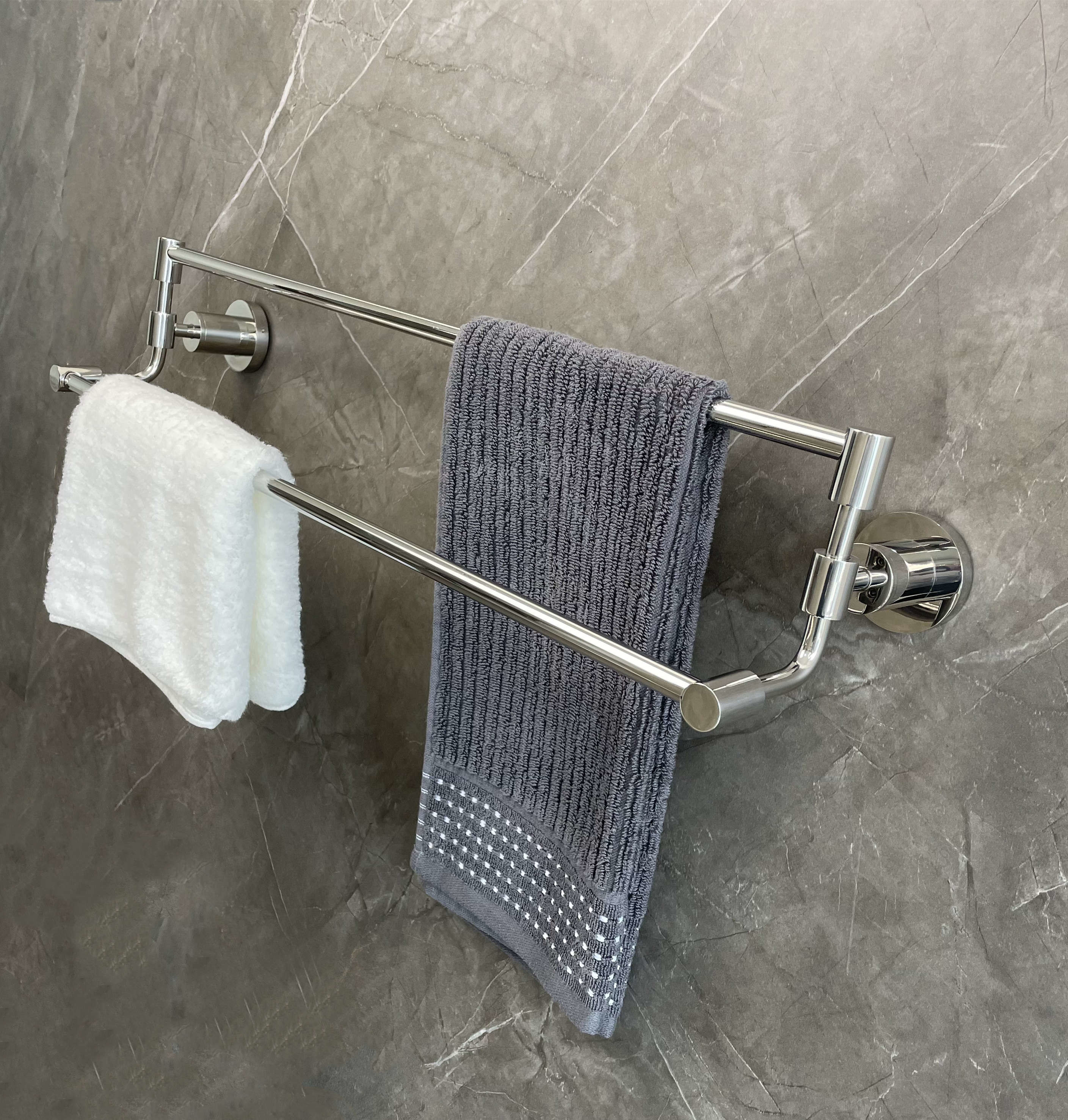 630mm Double Bathroom Towel Bars Satin Polished Nickel Hand Towel Bar