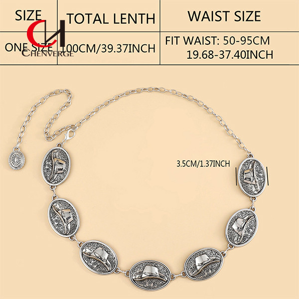 Women'S Stylish Summer Metal Belt Vacation Style Sterling Silver Belt Buckle