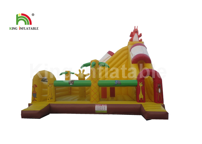 Customized Size Yellow Inflatable Combo Bounce House / Fun Run Obstacle Course