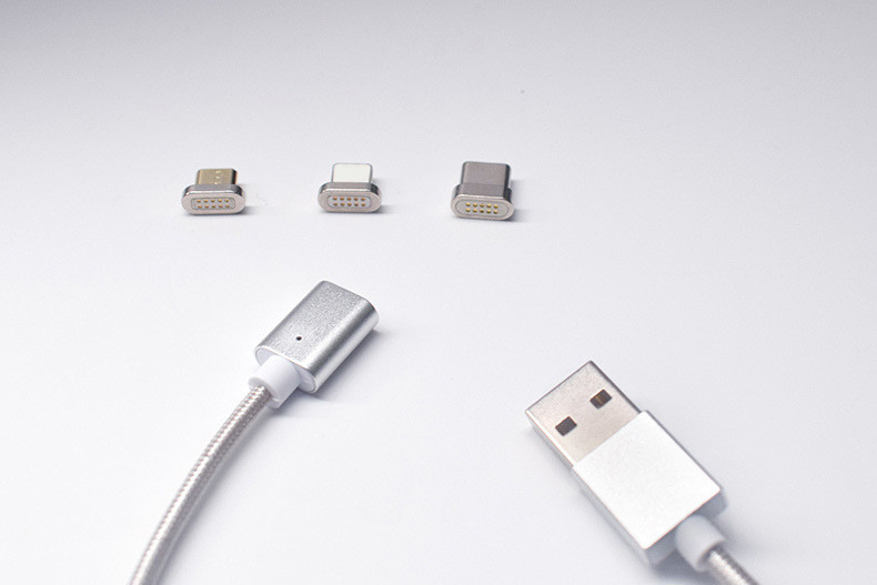 Type c iPhone lighting micro usb Magnet adsorption braid USB cable