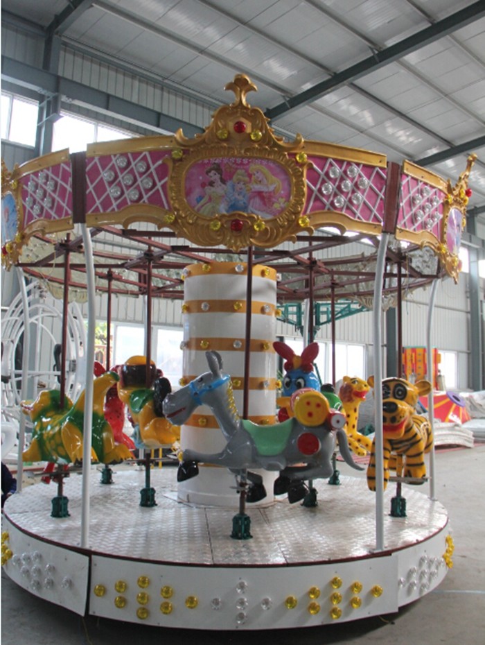 Colorful Led Lights Merry Go Around , Health Paint Small Carousel Horse