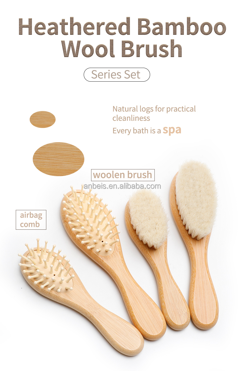 Customized Wood Baby Brush Set With Soft Bristles Natural Goat Hair 4Pcs