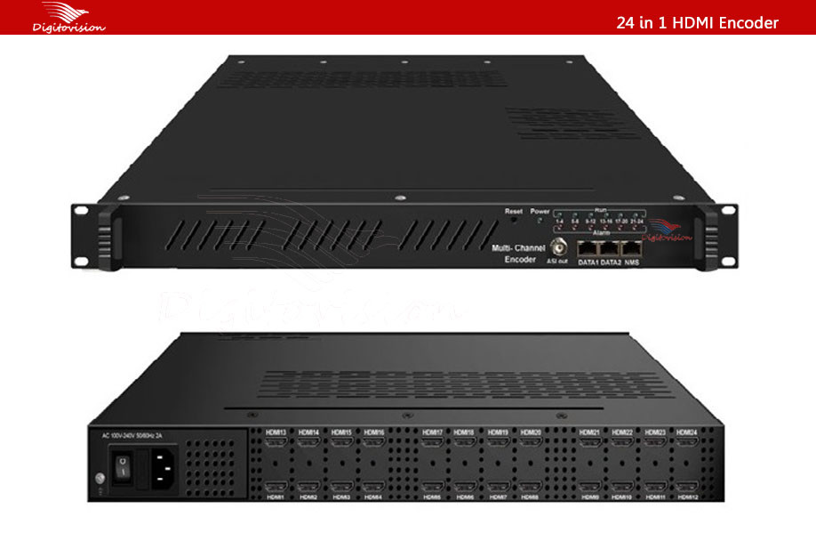 24 in 1 MPEG-4 AVC/H.264 HD Encoder, 1080P HDMI Digital TV Encoder 24-Channel HDMI Input IP Streaming Output