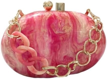 Acrylic Evening Clutch Bag for Women Shell Shape Shoulder Crossbody Bag Glitter Marble Purse Handbag