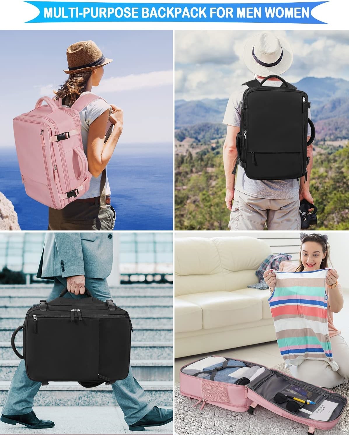Travel Backpack Flight Airline Approved, Personal Item Bag For Women, Laptop Backpack, Waterproof Sports Casua