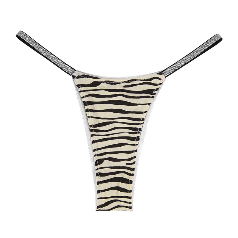 Women'S T Back Thongs Shine Stretch Strap Zebra Leopard Print G String Sexy Slutty Low Rise