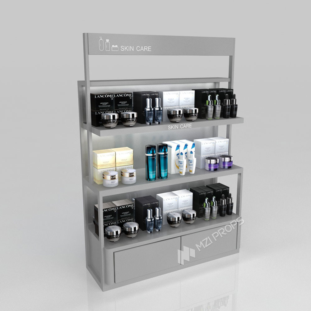 GDR03-CB-09 Premium Front Cabinet With Mirror Stainless Steel And Screen Printed Black Lines For Fashion Boutiques