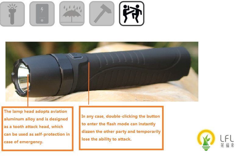 Black Battery Powered Work Lights , Night Patrol / Safty Guard LED Battery Work Lamp 450lm