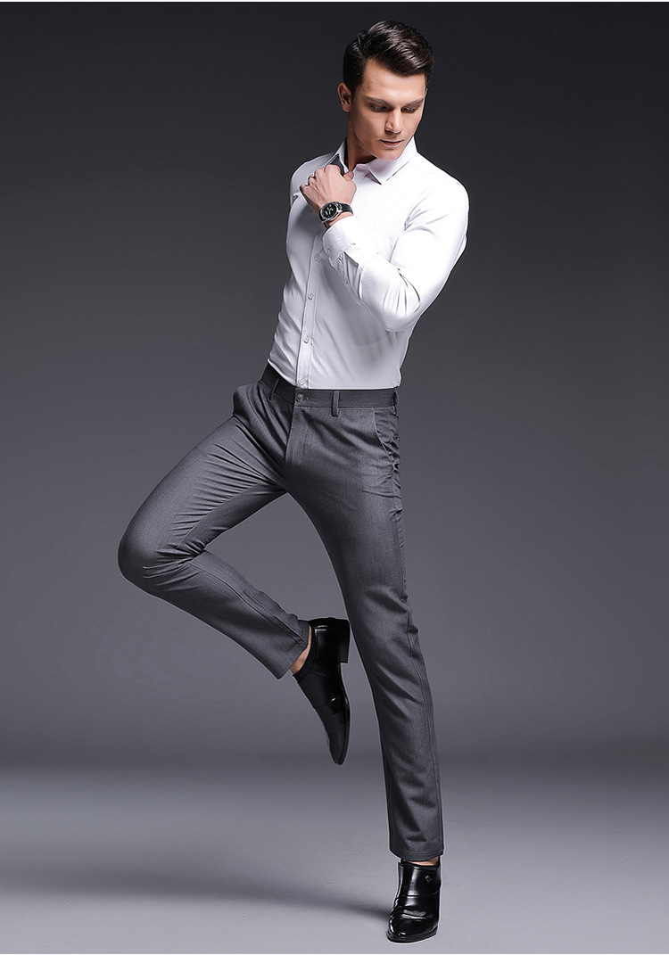 Side Pockets Men's Black Cuff Straight Trousers Breathable and Stylish for Casual Wear