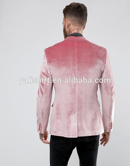 Factory custom high quality mens Super skinny fit peaked lapels velvet blazer jacket