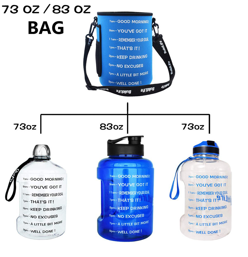128oz Blue Neoprene Water Bottle Carrier With Adjustable Shoulder