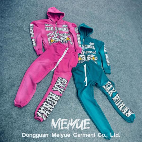 Screen Printed Dtg Print Baggy Sweatpants And Hoodie Set Mens Jogging Suits