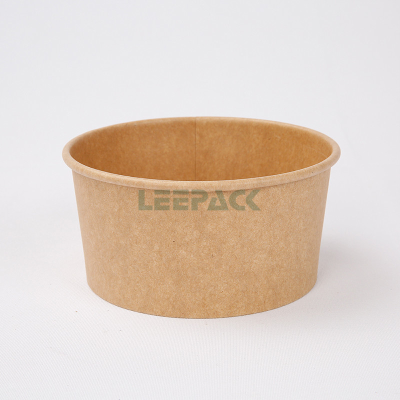 Custom LOGO Printing kraft paper bowl 500ml 1000ml 1300ml take-away food container for salad noodles snacks with lids