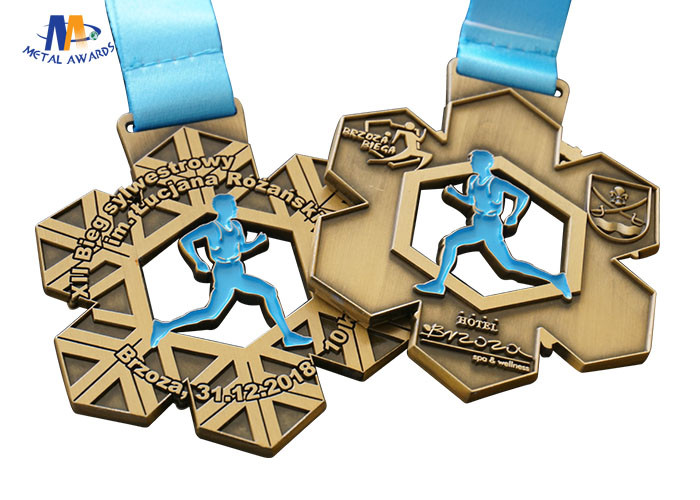 Die Cast Custom Sport Medals 10K With Ribbon round Shape Pesonalized