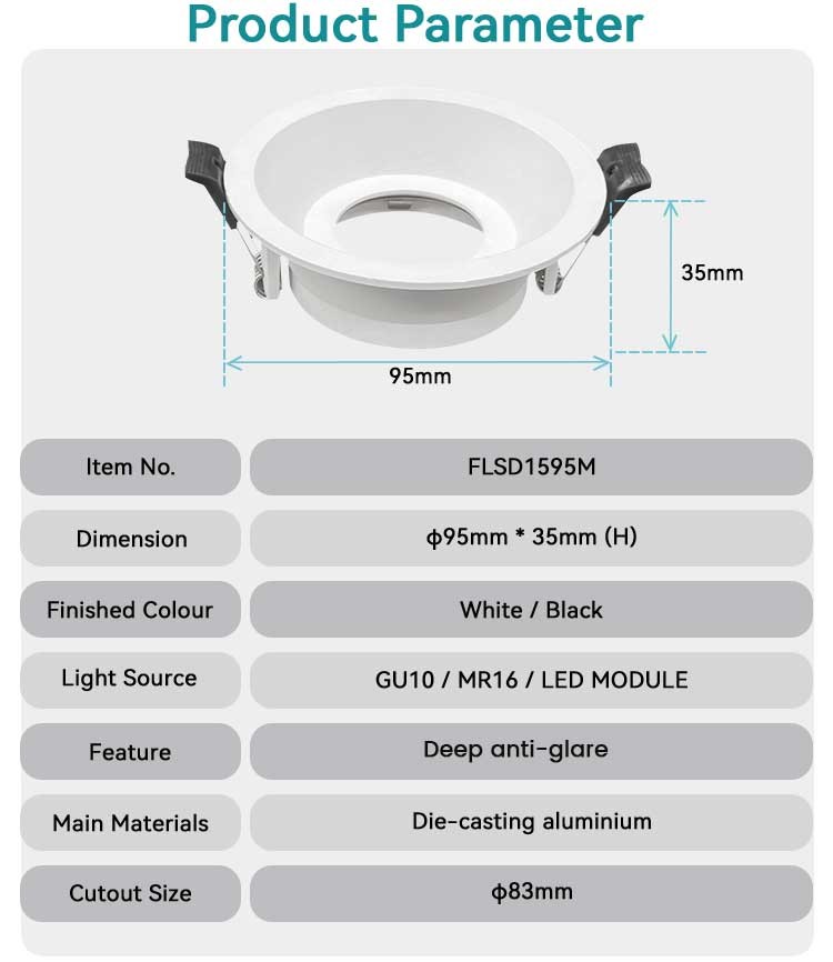 Commercial Lighting Recessed Spotlight With Deep Anti-Glare Design