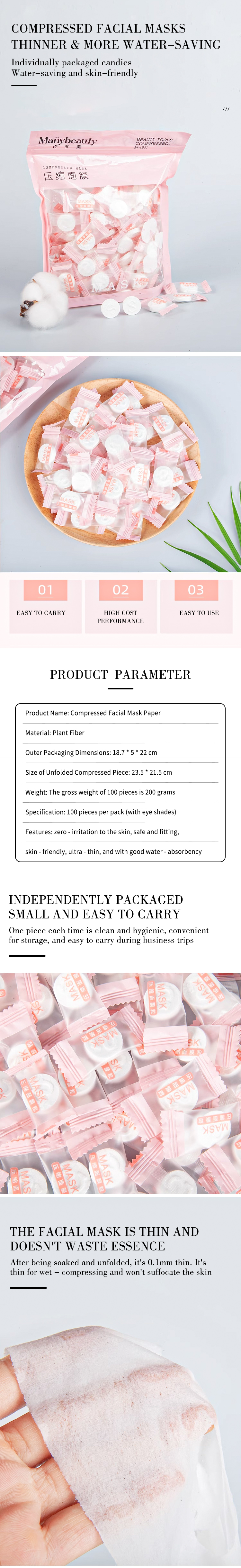 Manybeauty 100pcs Disposable Cotton Facial Mask Compress Paper Diy Beauty Salon Spa Skincare Tools Makeup Compress Mask Sheet