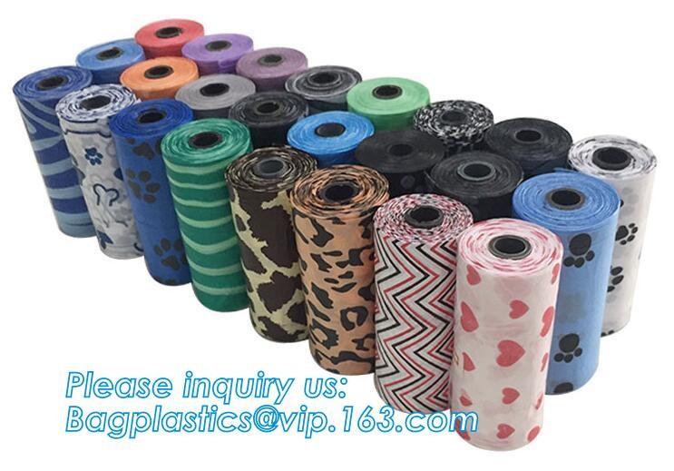 High Quality Eco-friendly Degradable Fashion With Printing Doggy Pet Dog Waste Poop Bags, Eco friendly pet dog waste poo
