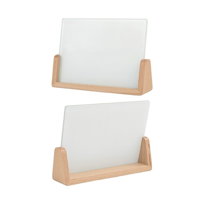 Durable Tabletop Sublimation Glass Photo Frame With Wooden U Shaped Base