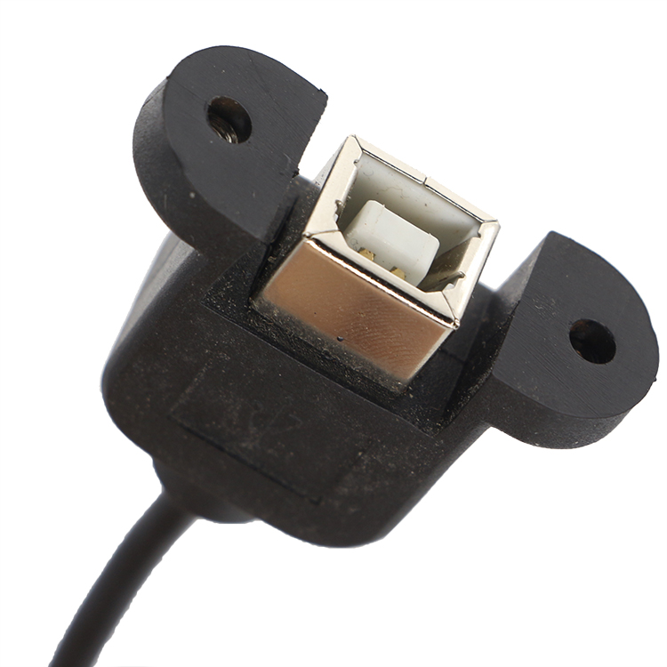 Custom Screw Locking 90 Degree Angle Micro B Male USB 2.0 Type B Female Panel Mount Extension Cable