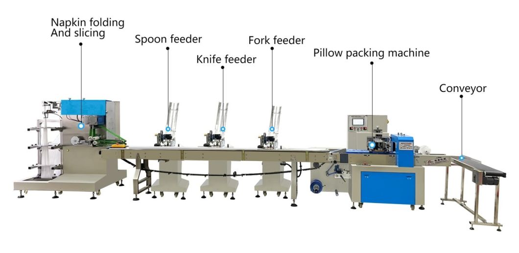 Horizontal Disposable Kits Cutlery Packing Machine Napkin Sachet Wrapping Machine Flow Packing Machine Price