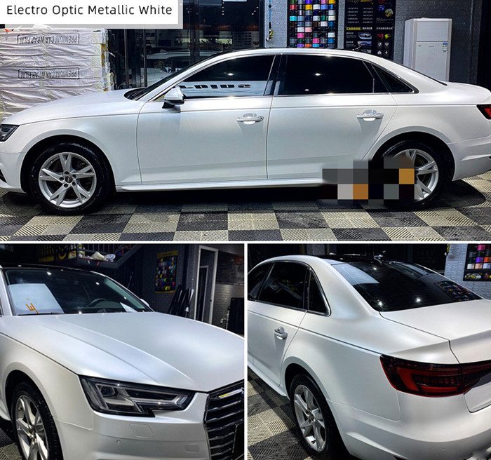Audi Electro Optic Metallic White Car Wrap Film Air Release Slideable