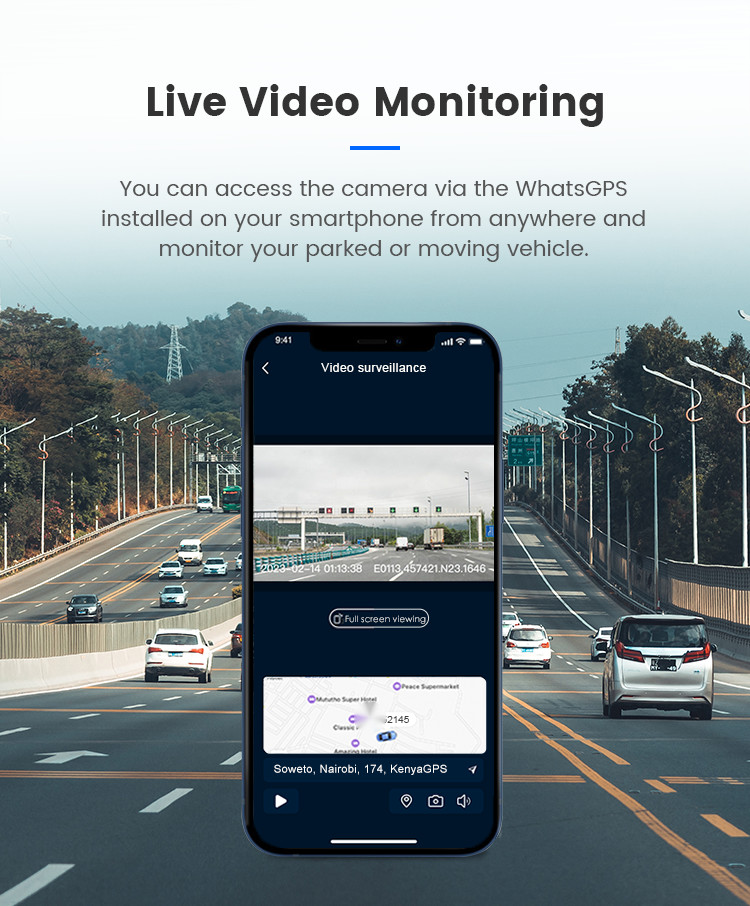 SOS Two-Way Talk GPS Tracking 4G Dashcam Live Video CCTV VMS System with H.264/H.265 Video Compression PAL/NTSC Video Format