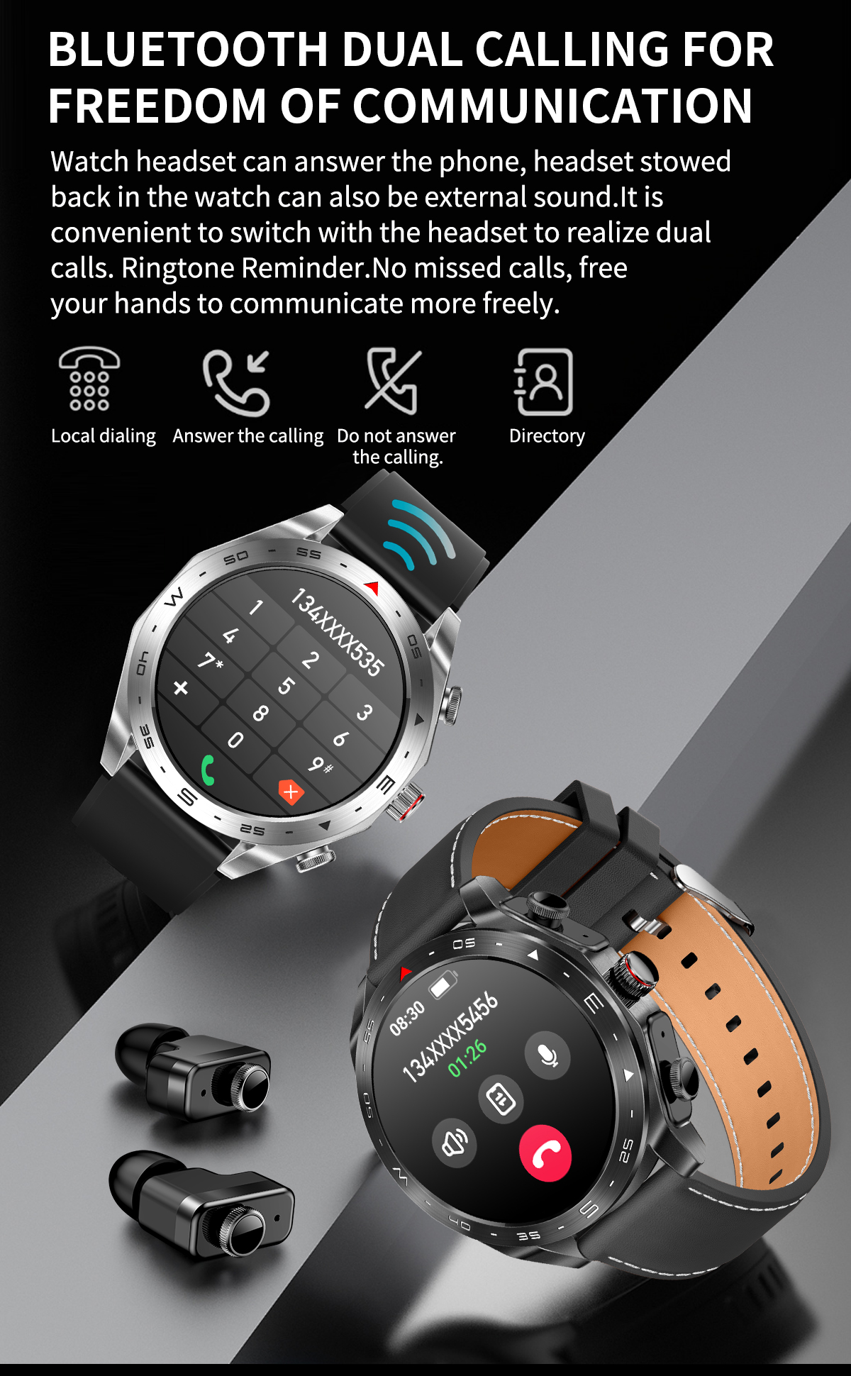 Long Battery Life TWS Support Smartwatch With Music Bracelet Syncs